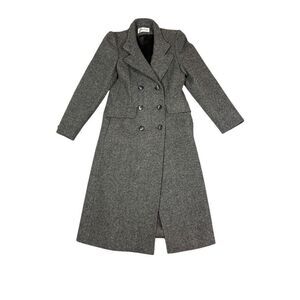Bromleigh Tweed Coat Womens XS Gray Long Wool Double Breasted